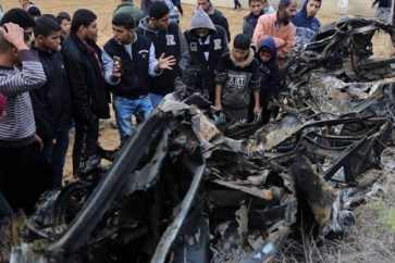 Les débris de la voiture qui transportait le commando israélien