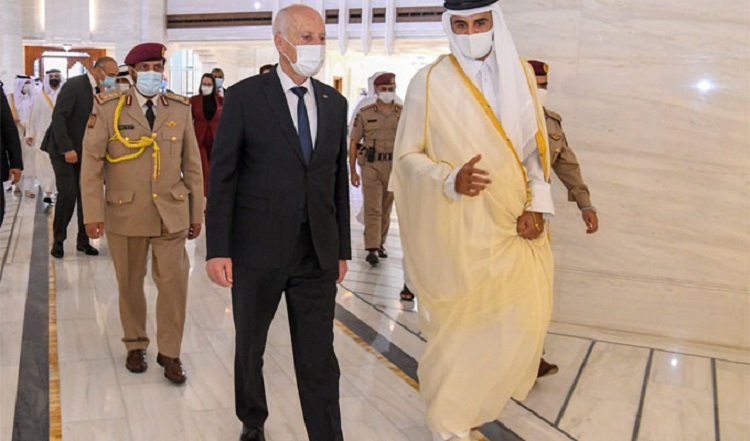 Le président tunisien Kais Saied et l'émir du Qatar Kais Saied