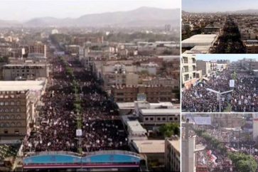 Des centaines de milliers de Yéménites ont manifesté, vendredi 26 mars, contre l'Arabie dans la capitale yéménite Sanaa et dans différentes provinces du pays