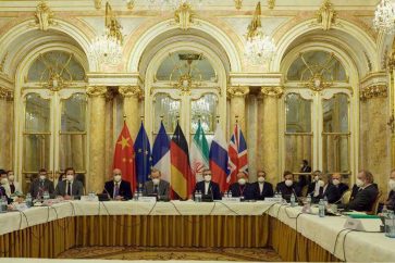 Des représentants des 4+1 et de l'Iran à la reprise des pourparlers nucléaires à Vienne, le 29 novembre 2021. ©Reuters