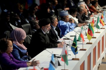 Le président iranien Ebrahim Raïssi lors du 15e sommet des BRICS à Johannesburg, le jeudi 24 août 2023.