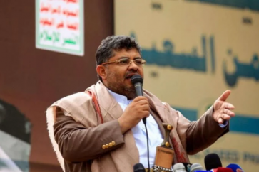 Mohammad Ali al-Houthi prononce un discours lors d'une manifestation à Sanaa. ©AFP/Archives