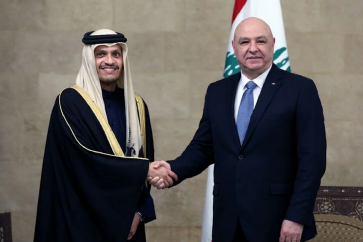 Le Premier ministre du Qatar, Mohammed ben Abdulrahman Al Thani accueilli par le chef d’Etat Joseph Aoun au palais de Baabda, le 4 février 2025.