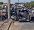 La voiture civile frappée par un drone israélien, près de Nabatieh, le 23 juin 2025.