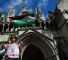 Devant la Cour suprême, le jour de l'audience sur Palestine Action, à Londres, le 21 juillet 2025 (Reuters)